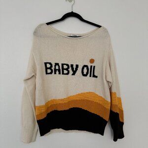 Sandro “Baby Oil” Graphic Knit Sweater